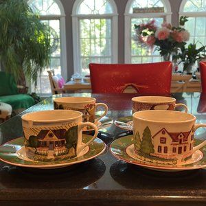 Gibson "Hickory Haven" Cup and Saucers.  Set of 4.